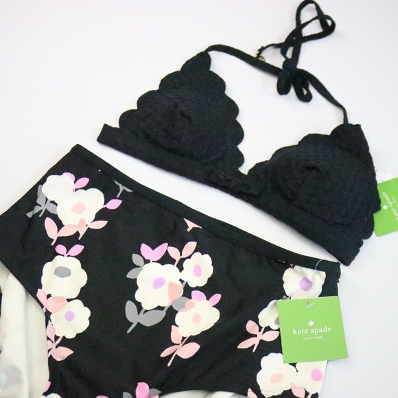 kate spade Other - NWT Kate Spade NY Black & Floral Bikini - S - F013